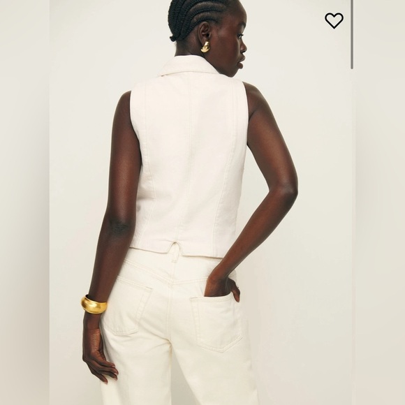 NWT Reformation Nova Denim Vest in Fior Di Latte Size 6 - Picture 2 of 8